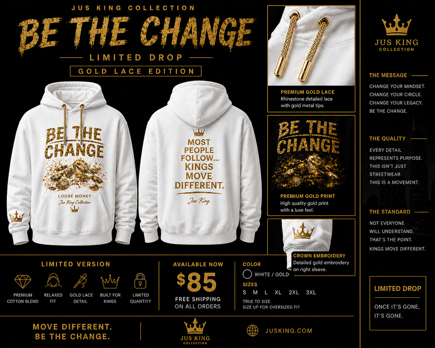 Be The Change™ Hoodie – Kings Move Different Edition